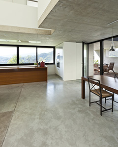 modern interior with concrete floor